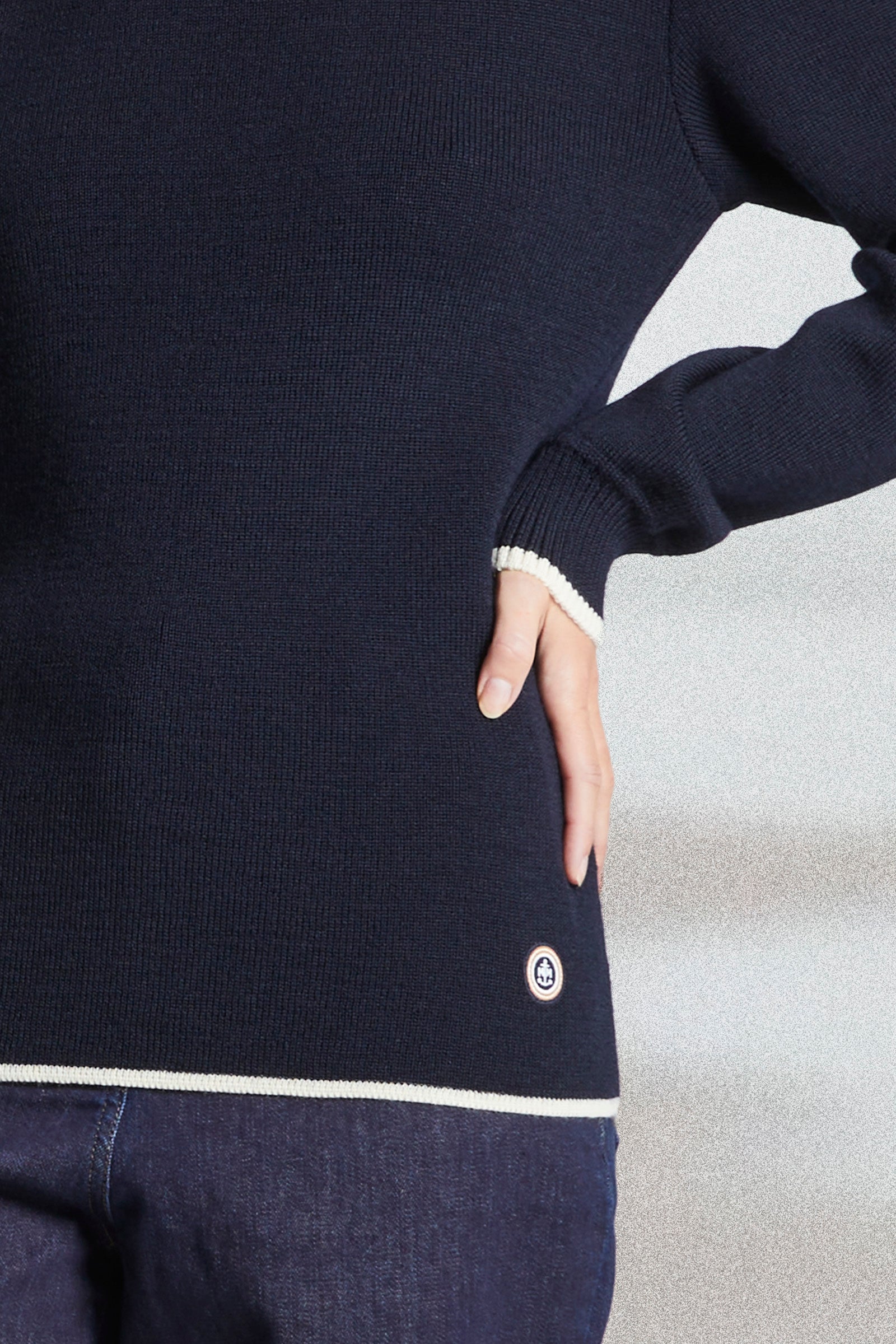 Pull marin boutons épaule TIDES
