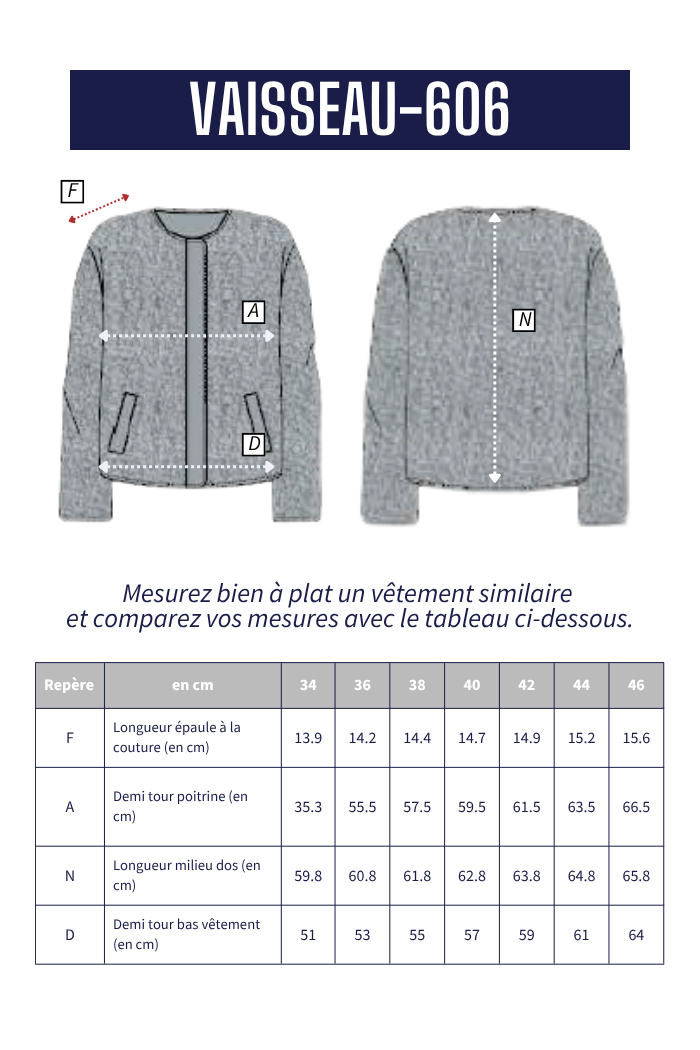Veste sans col VAISSEAU