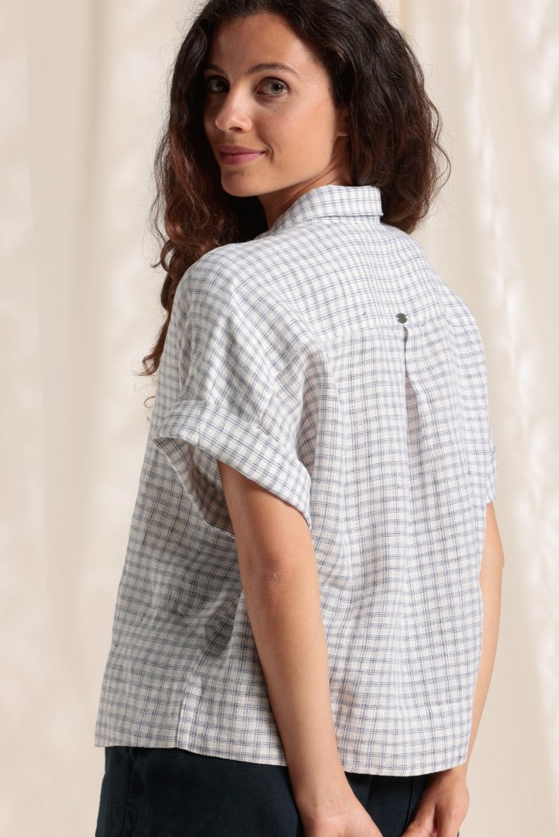 Chemise oversize manches courtes en lin à carreaux - Mat de Misaine