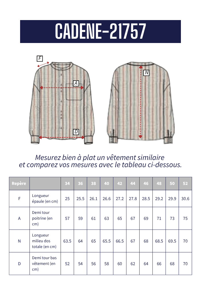 Chemise sans col CADENE - Mat de Misaine