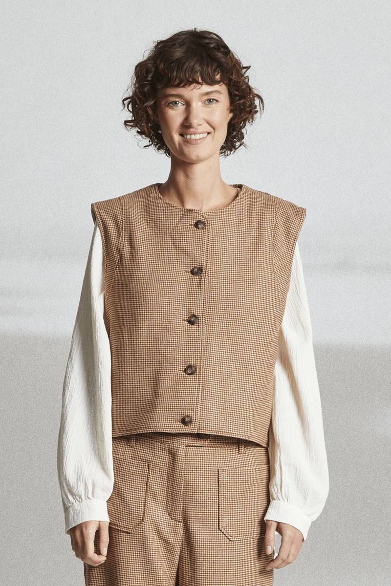 Gilet sans manches pied de poule GUIREC - Mat de Misaine