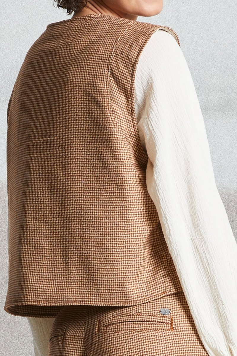Gilet sans manches pied de poule GUIREC - Mat de Misaine