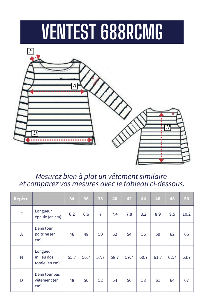 Marinière broderie cœur VENTEST. - Mat de Misaine
