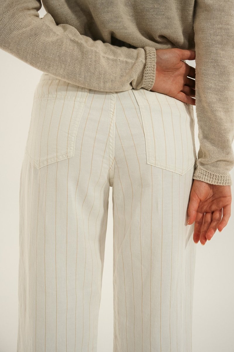 Pantalon élastiqué en lin rayé PIANA - Mat de Misaine