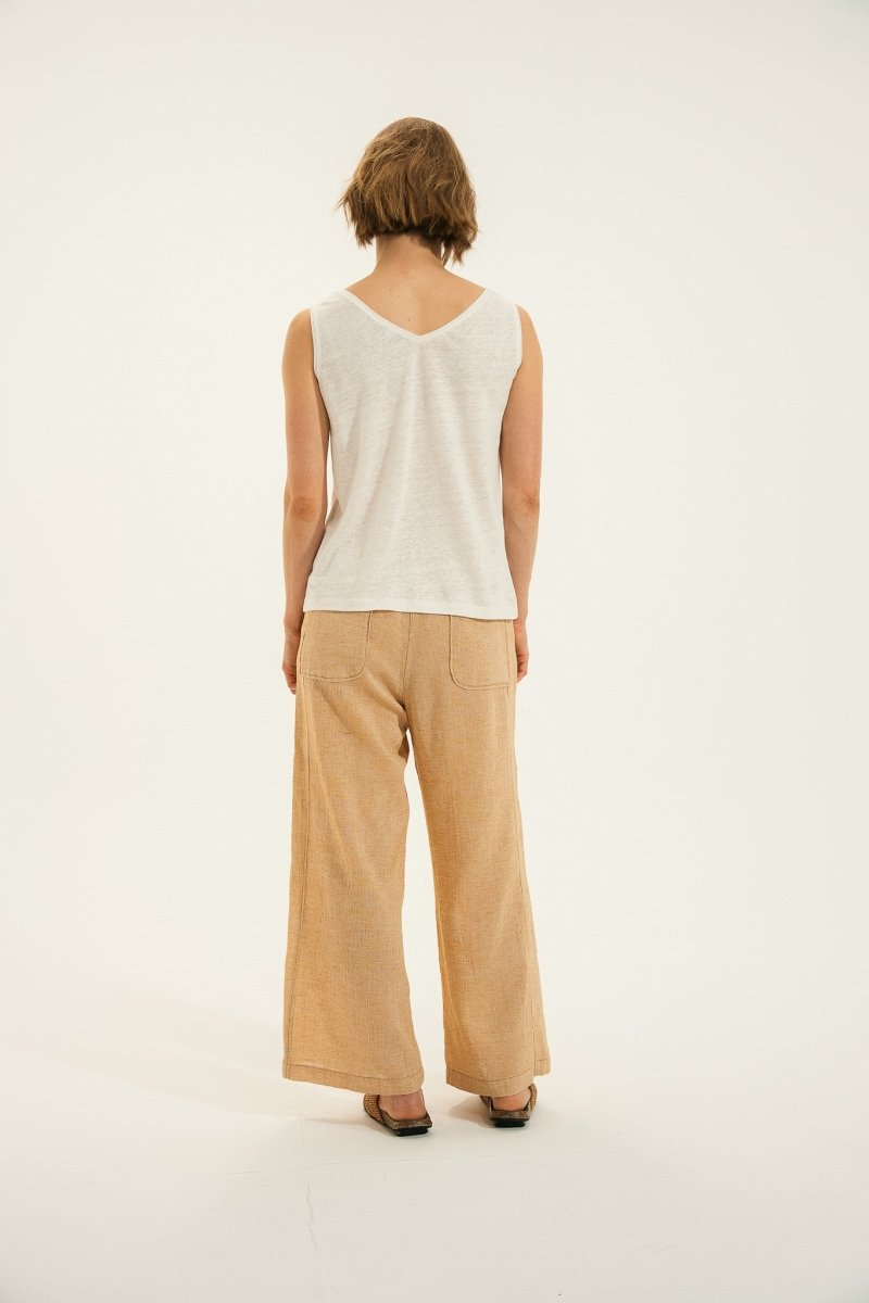 Pantalon élastiqué large en coton et lin PLOVAN - Mat de Misaine