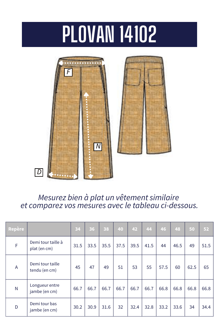 Pantalon élastiqué large en coton et lin PLOVAN - Mat de Misaine