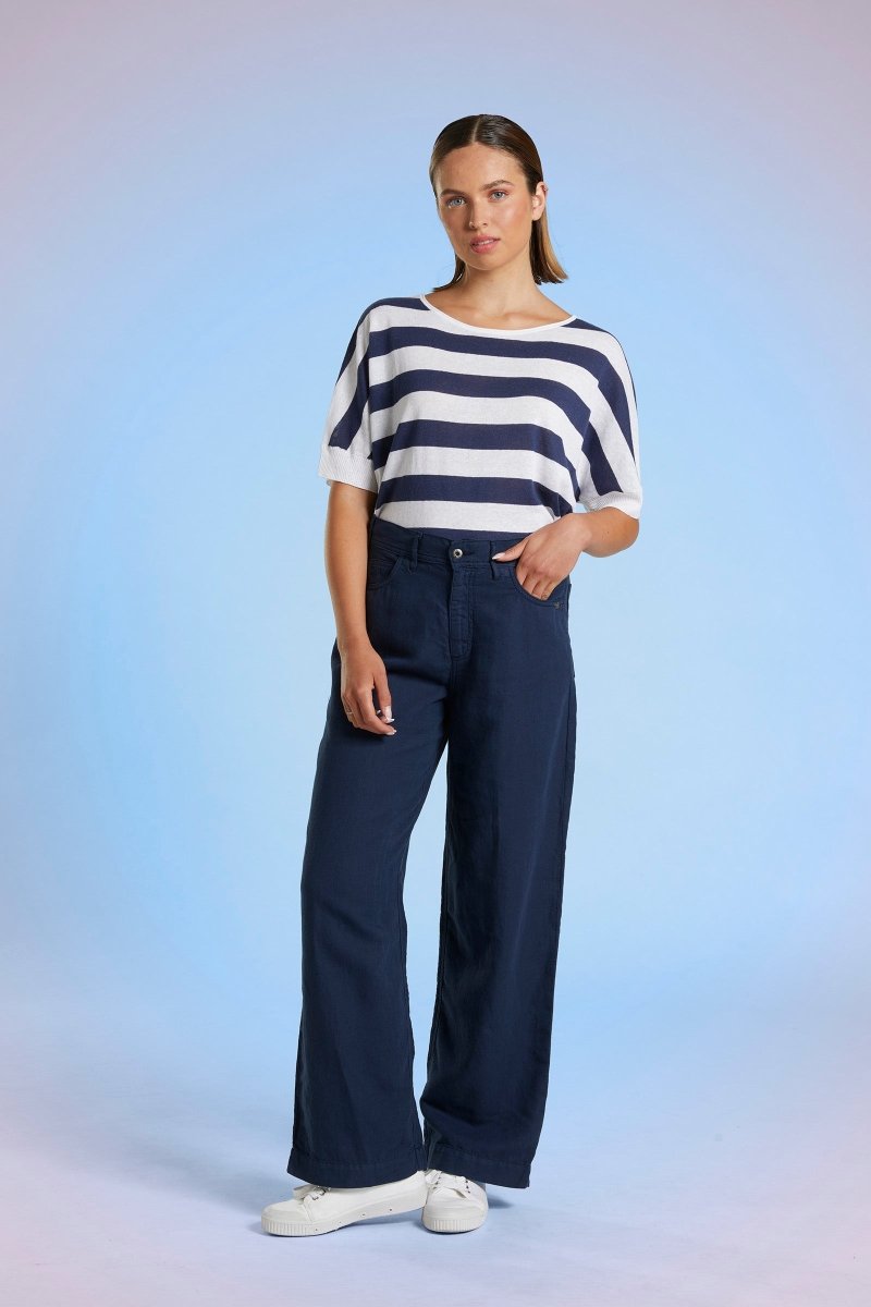 Pantalon large coton et lin PIANA - Mat de Misaine