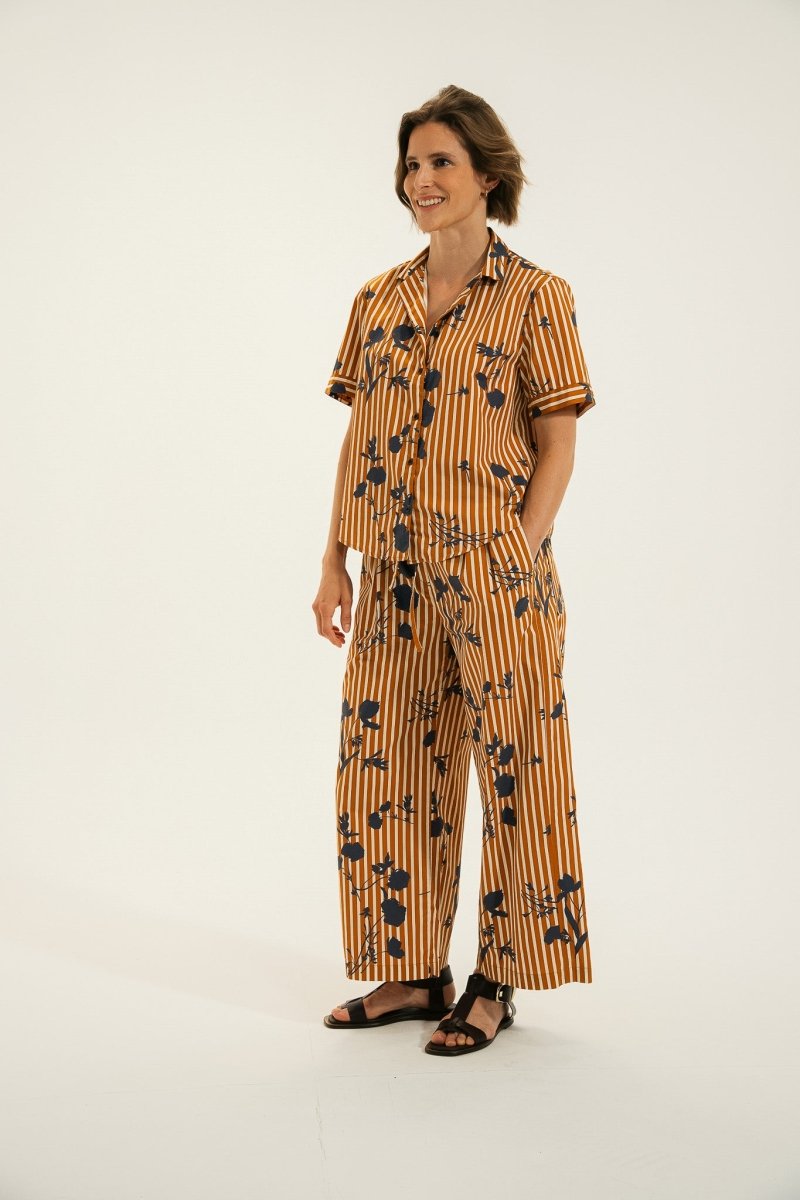 Pantalon large en lin imprimé - Mat de Misaine