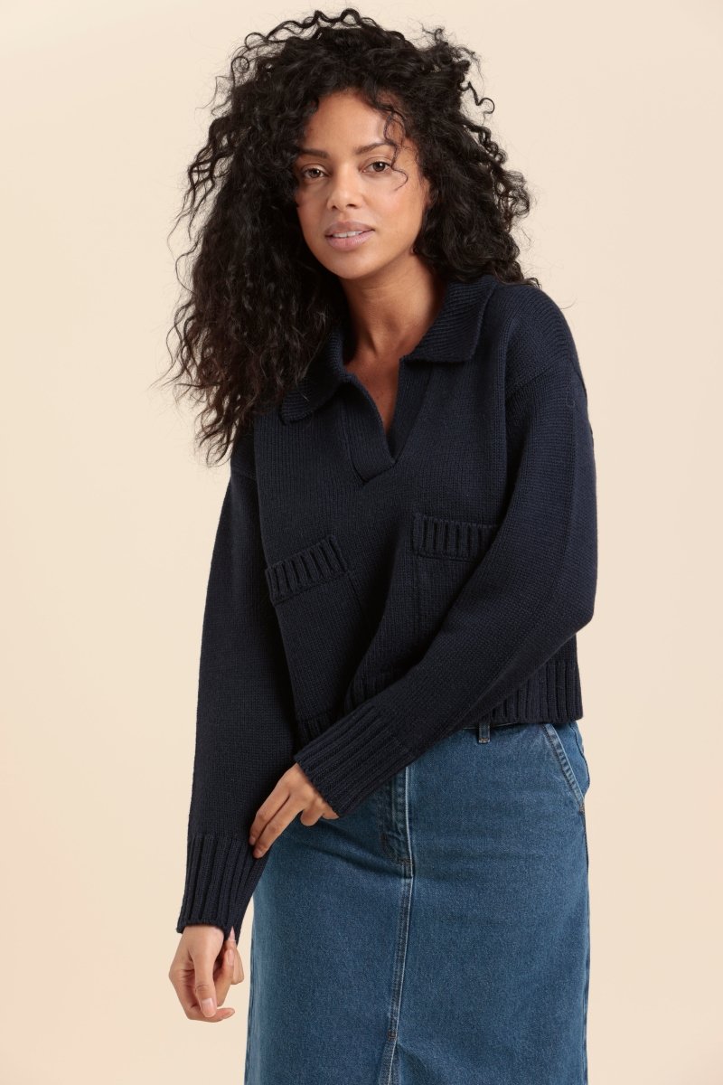 pull col vareuse avec poches femme laine - Mat de Misaine