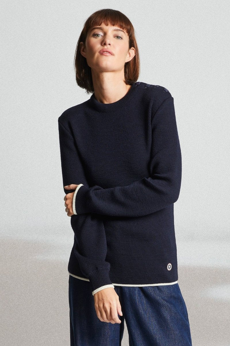 Pull marin boutons épaule TIDES - Mat de Misaine