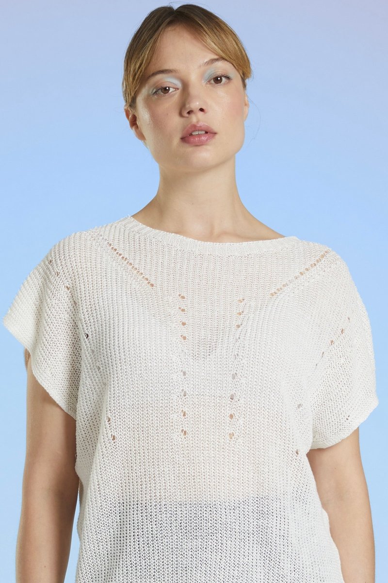 Pull tricotage fantaisie en lin TOUQUES - Mat de Misaine