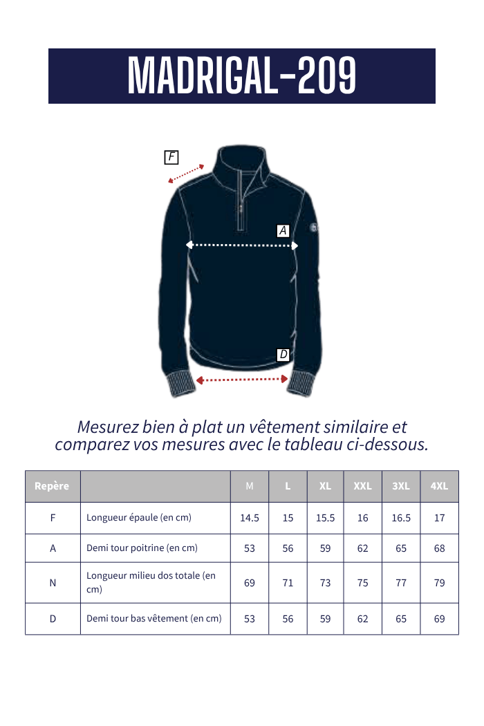 Sweat camionneur zippé MADRIGAL - Mat de Misaine