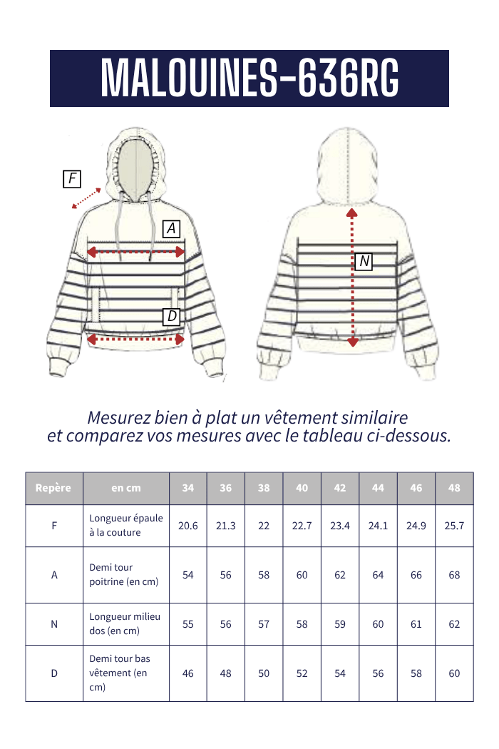 Sweat rayé à capuche MALOUINES - Mat de Misaine