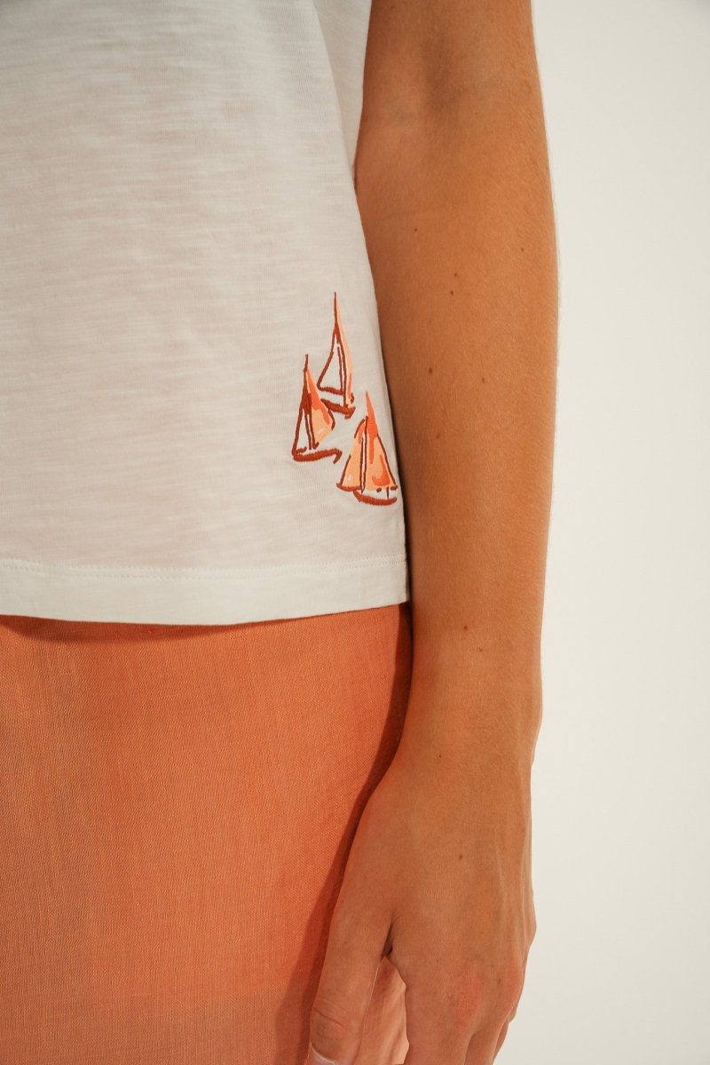 Tshirt broderie bateau MILA - Mat de Misaine