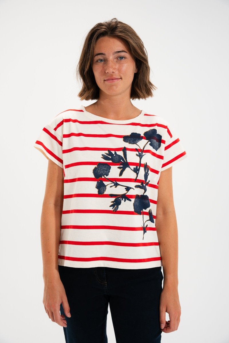 Tshirt marinière avec broderie et sérigraphie MIKA - Mat de Misaine