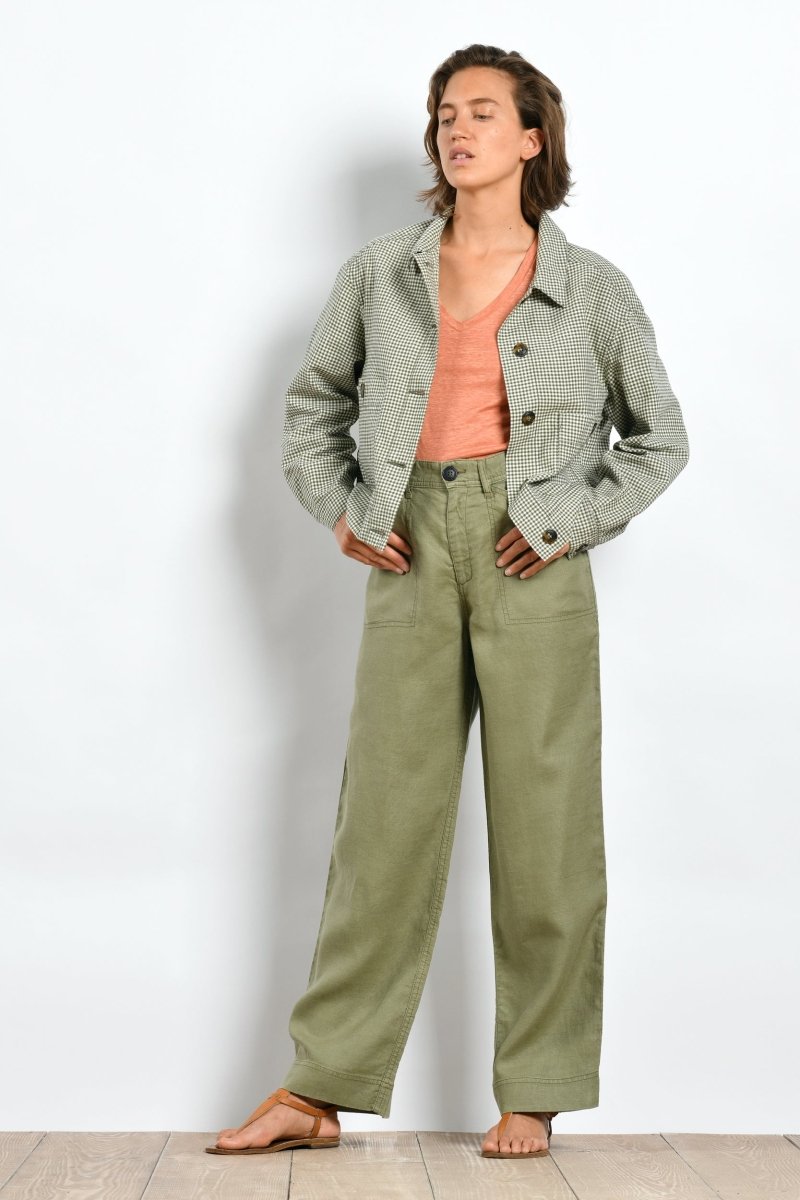 Veste courte en coton et lin avec poches plaquées - Mat de Misaine