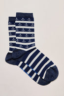 Chaussettes rayées avec motif ancres et lurex