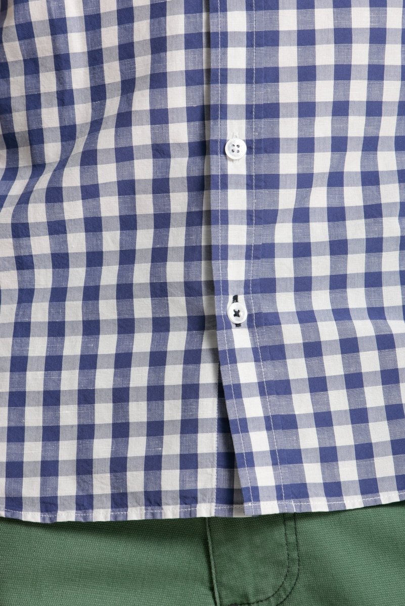 Chemise manches courtes à carreaux en coton/lin - Mat de Misaine