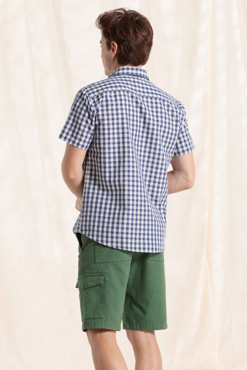 Chemise manches courtes à carreaux en coton/lin - Mat de Misaine