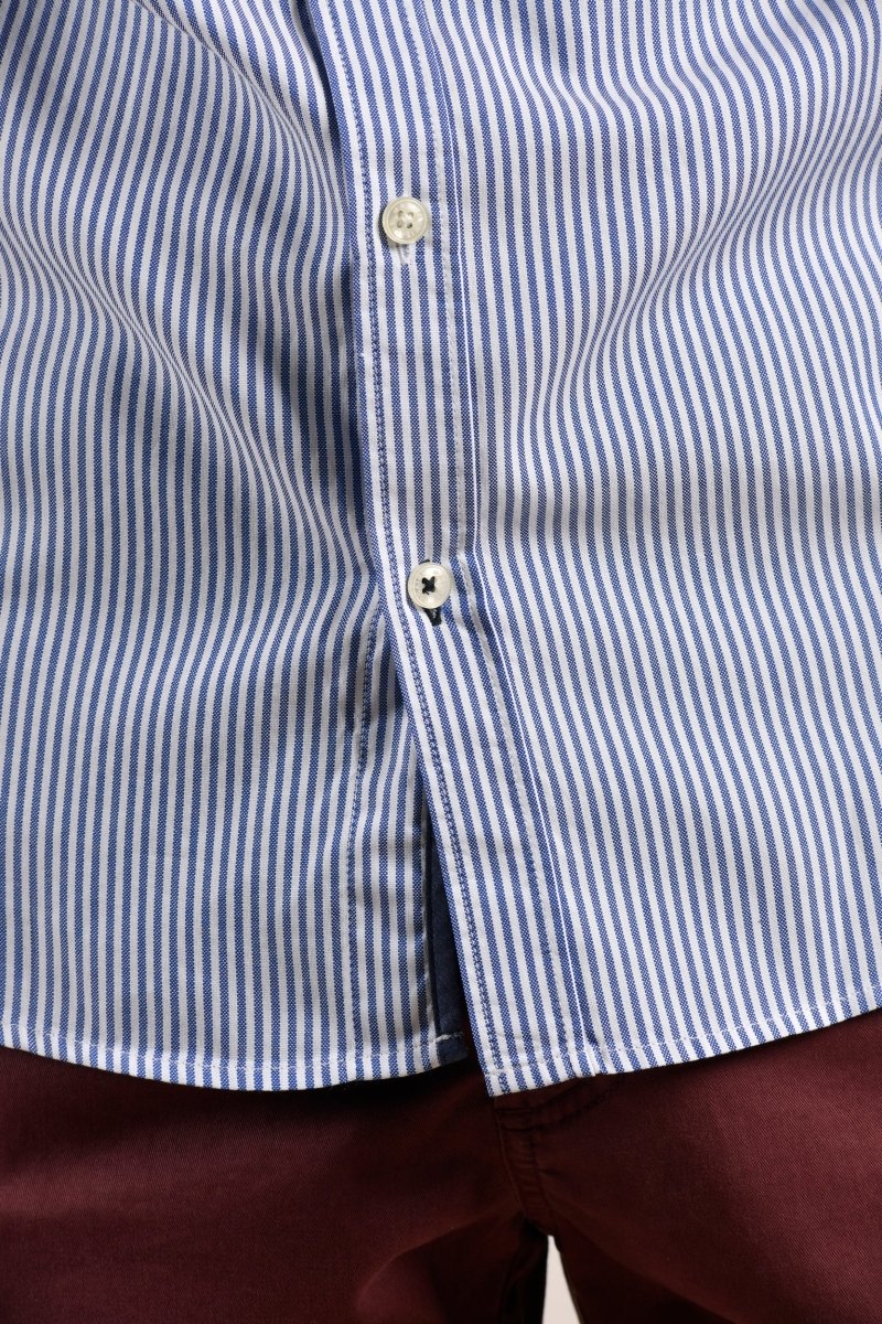 Chemise rayée avec poche passepoilée en coton - Mat de Misaine