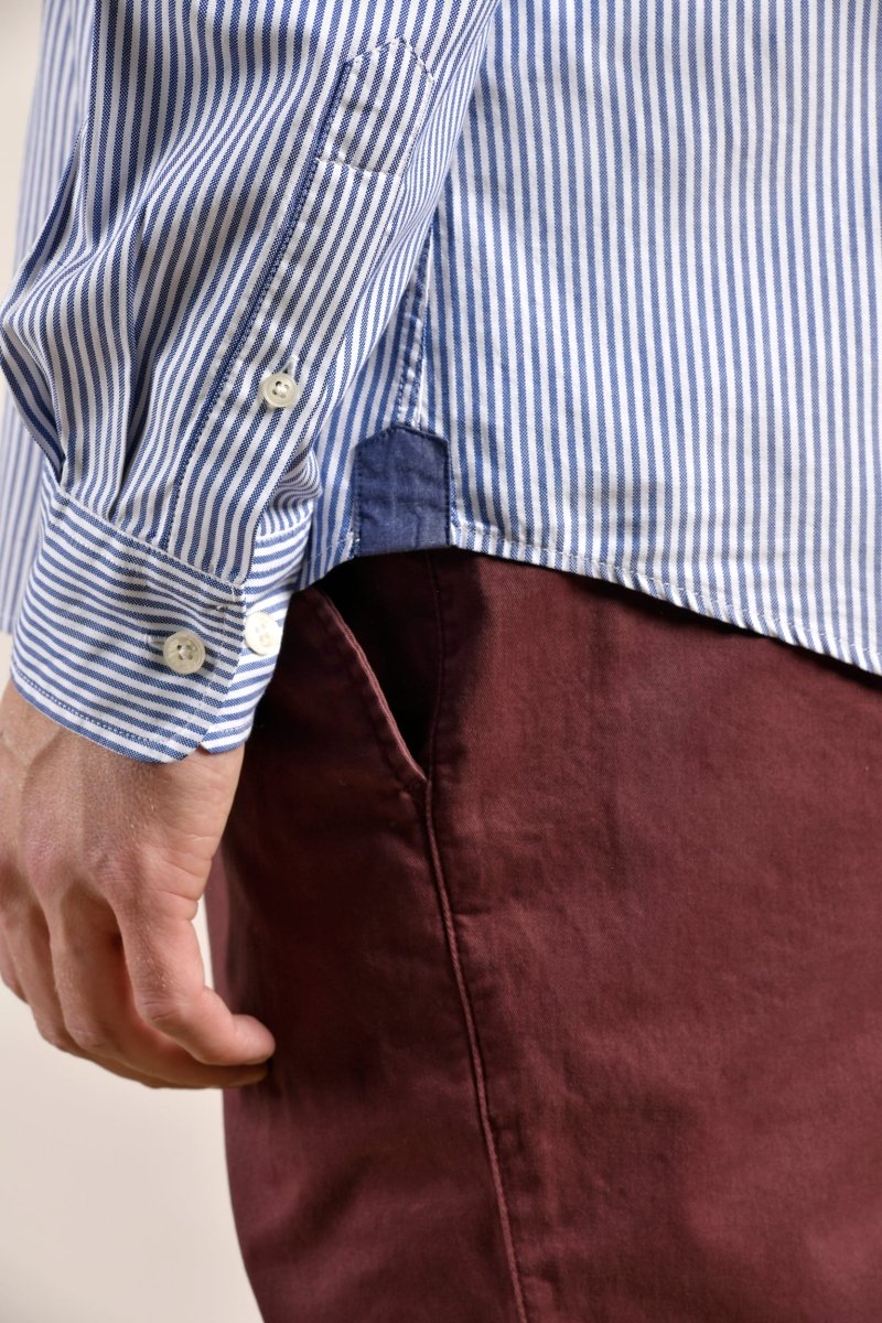 Chemise rayée avec poche passepoilée en coton - Mat de Misaine
