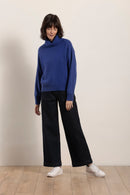Pull col roulé en laine merinos et cachemire