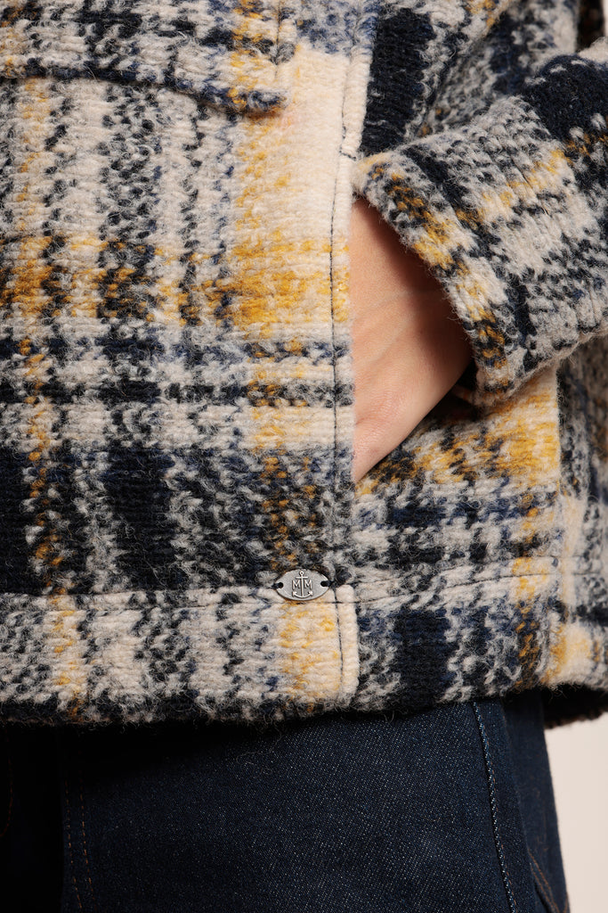 Veste zippée en lainage à carreaux