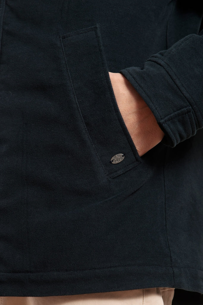 Blouson long en coton avec doublure en sherpa