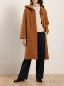 Duffle-coat long à capuche en drap de laine texturé
