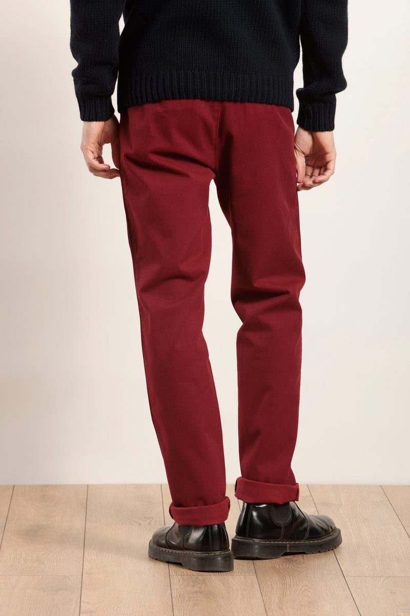 Pantalon chino taille élastiquée en drill de coton bio