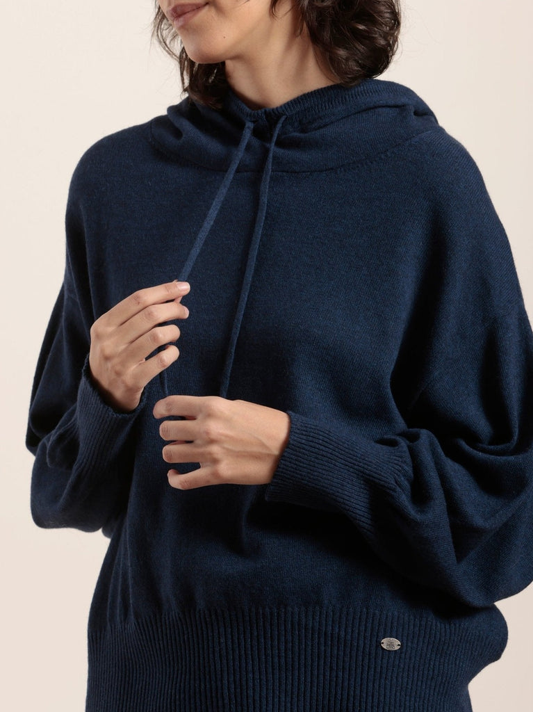 Pull à capuche en laine merinos et cachemire