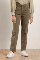 Pantalon taille haute en satin de coton