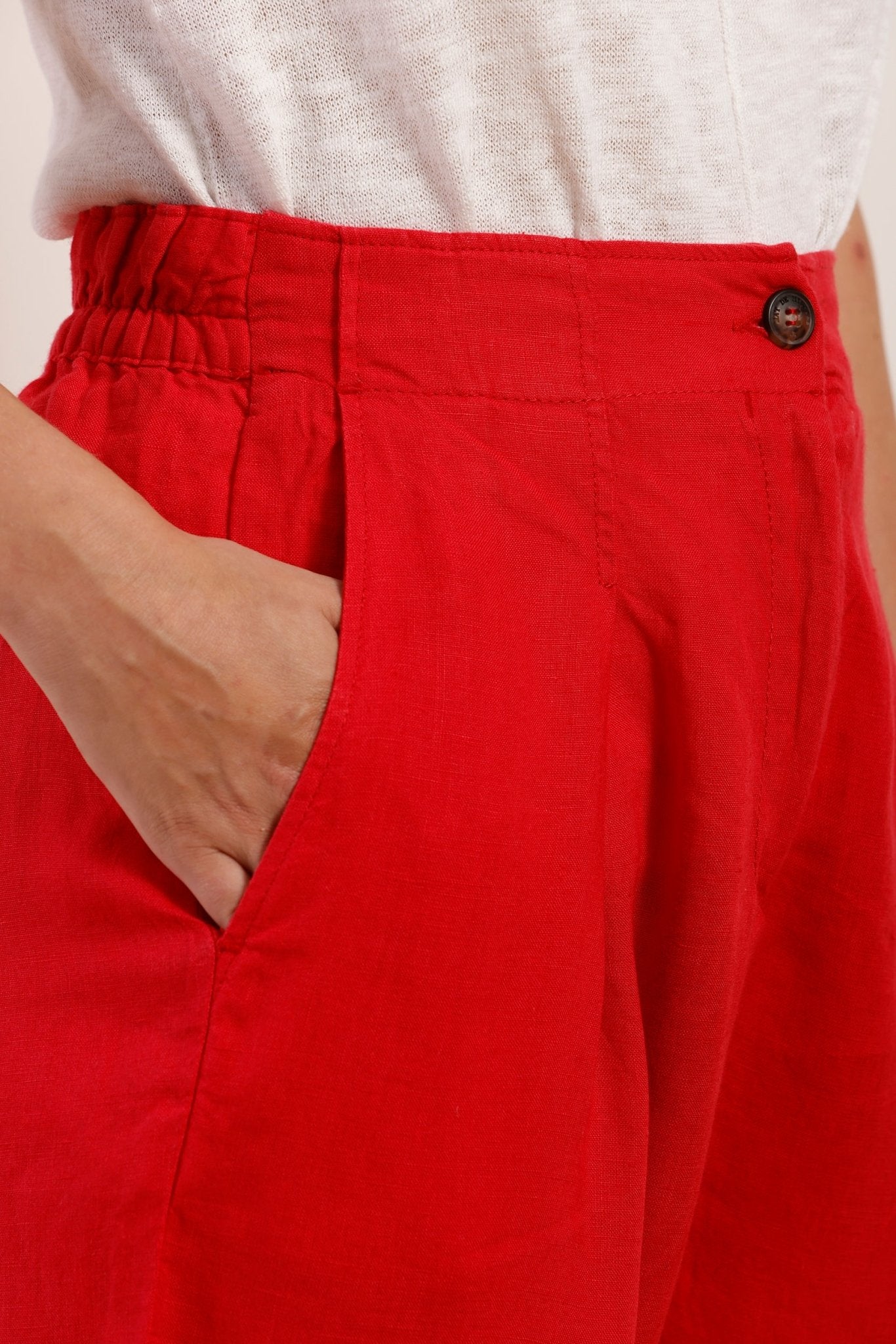 Pantalon taille élastiquée en lin