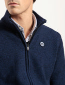 Cardigan zippé en laine moulinée