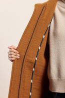 Duffle-coat long à capuche en drap de laine texturé