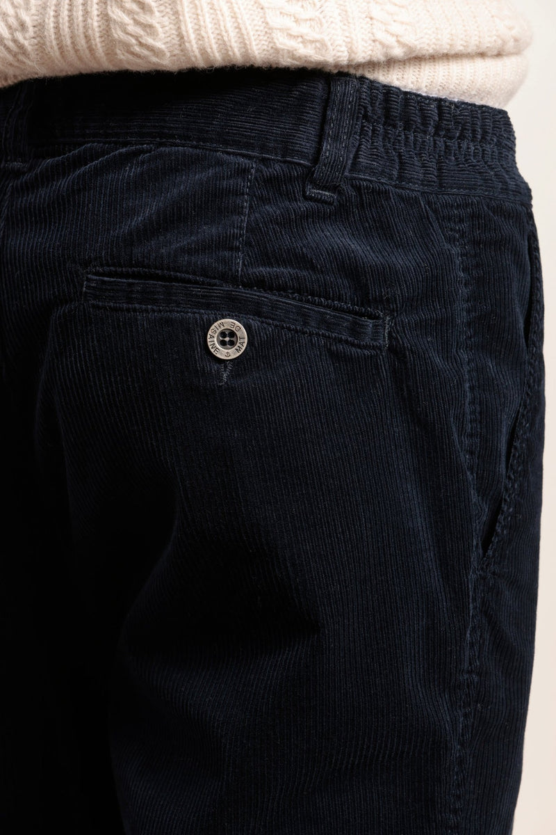 Pantalon chino taille élastiquée en velours de coton bio