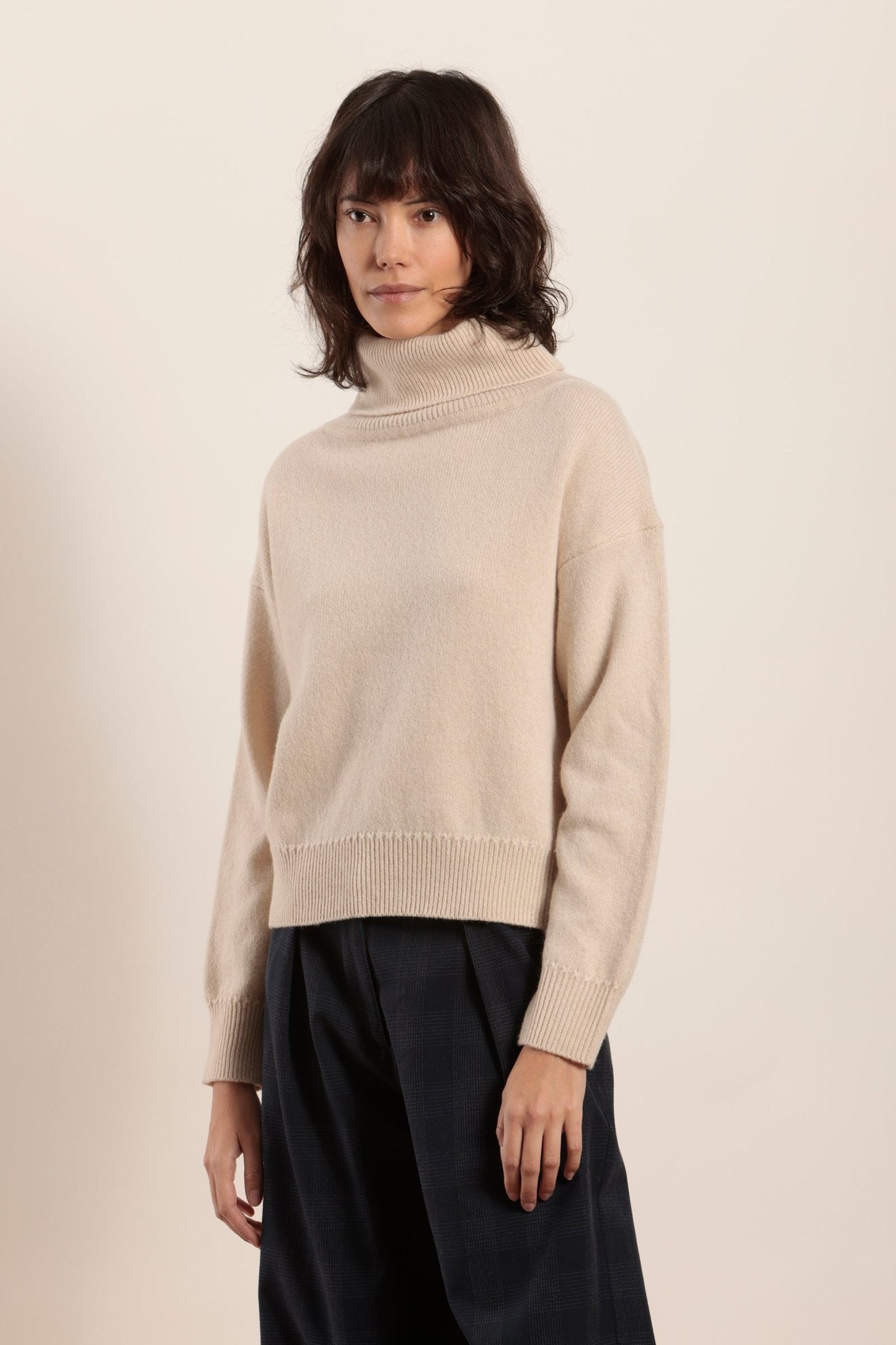 Pull col roul en laine merinos et cachemire Mat de Misaine