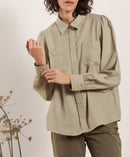 Chemise avec poches en coton et laine