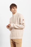 Pull camionneur avec torsades en laine