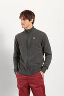 Cardigan zippé en laine moulinée