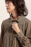 Chemise micro vichy avec jeu de fronces