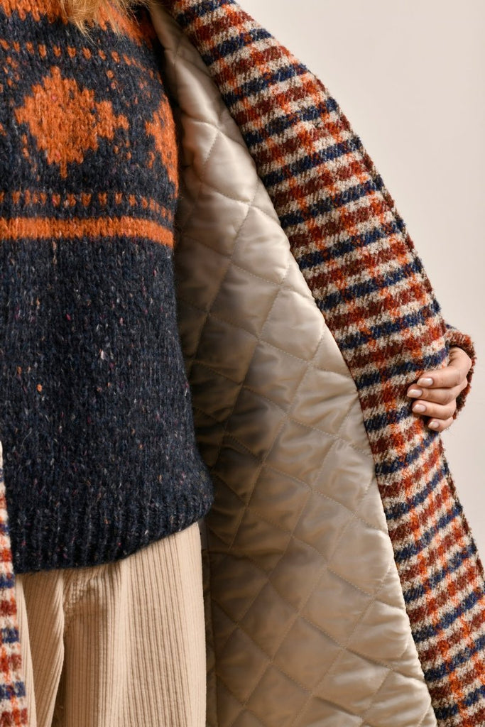 Manteau en laine à carreaux avec doublure matelassée - Mat de Misaine