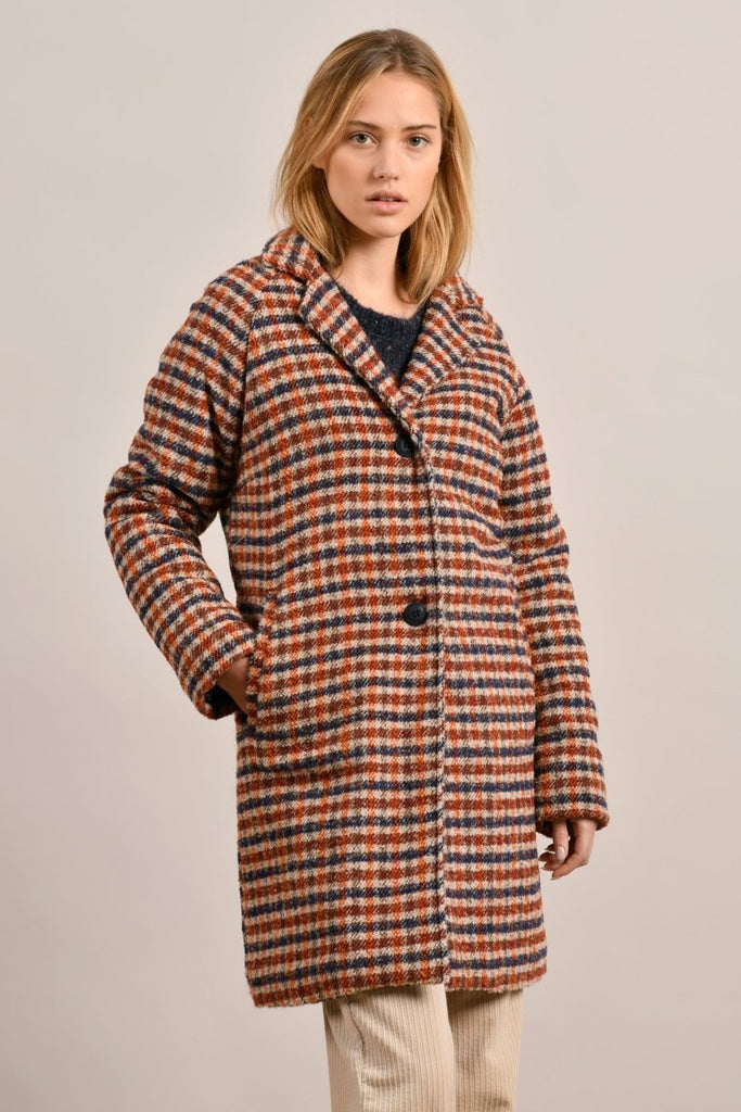 Manteau en laine à carreaux avec doublure matelassée - Mat de Misaine