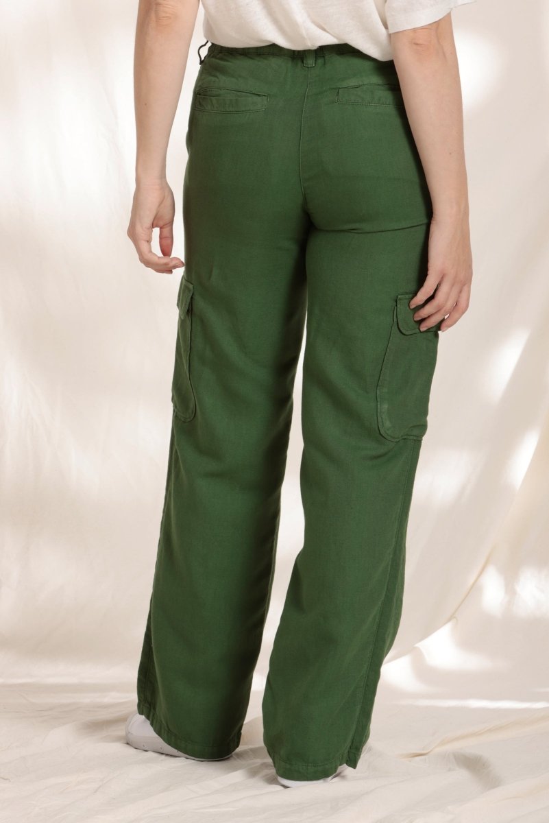 Pantalon cargo taille élastiquée en coton/lin - Mat de Misaine