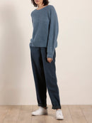 Pantalon taille élastiquée avec jambe arrondie en flanelle - Mat de Misaine