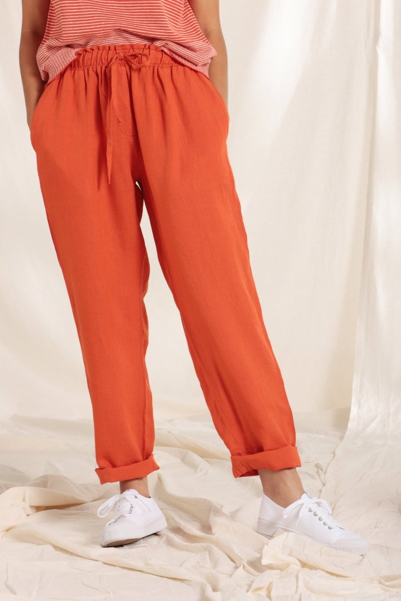 Pantalon taille élastiquée en lin - Mat de Misaine
