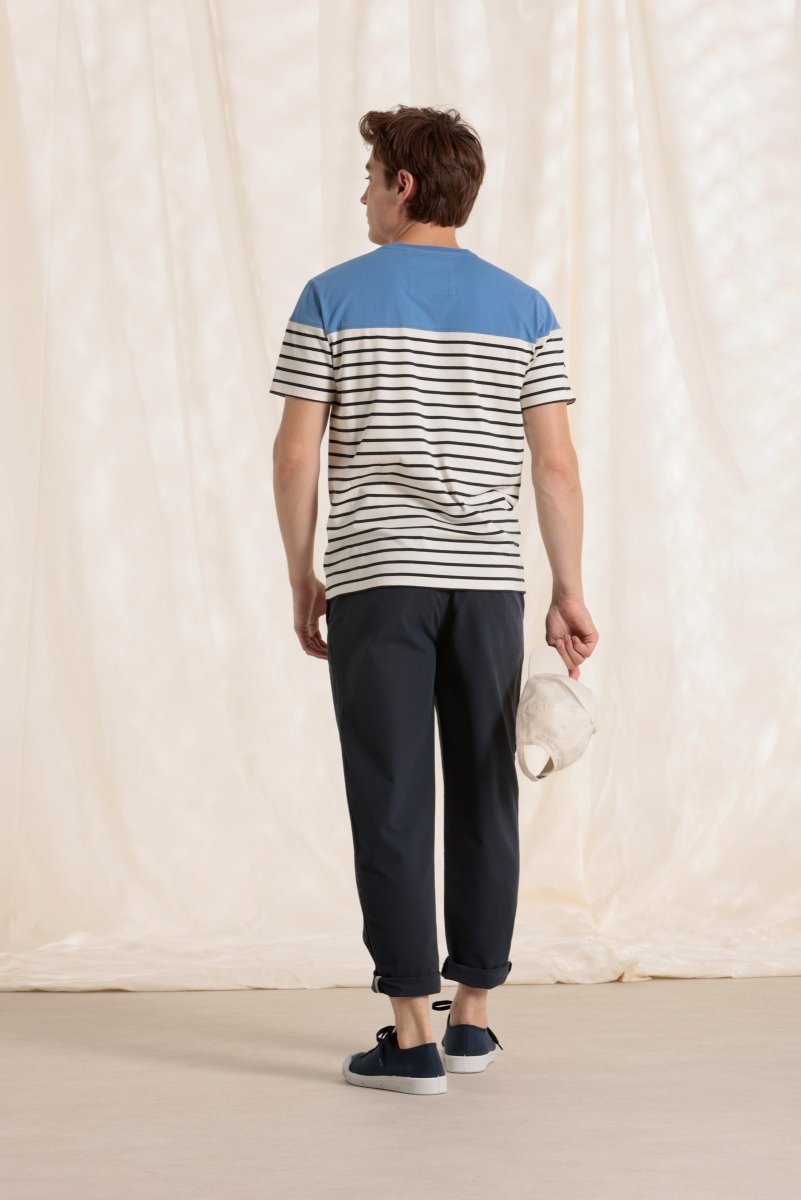Tshirt rayé avec jeu de contraste en coton bio - Mat de Misaine
