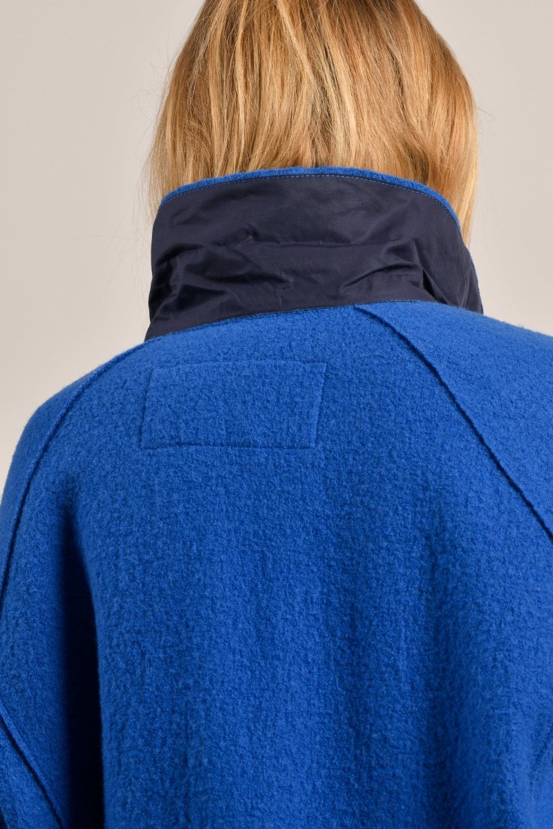 Manteau laine bouillie online bleu